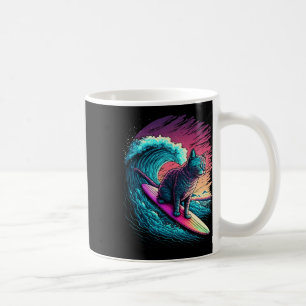 Caneca De Café Gato de Surf Vintage Anos 80 Vaporwave Synthwave R