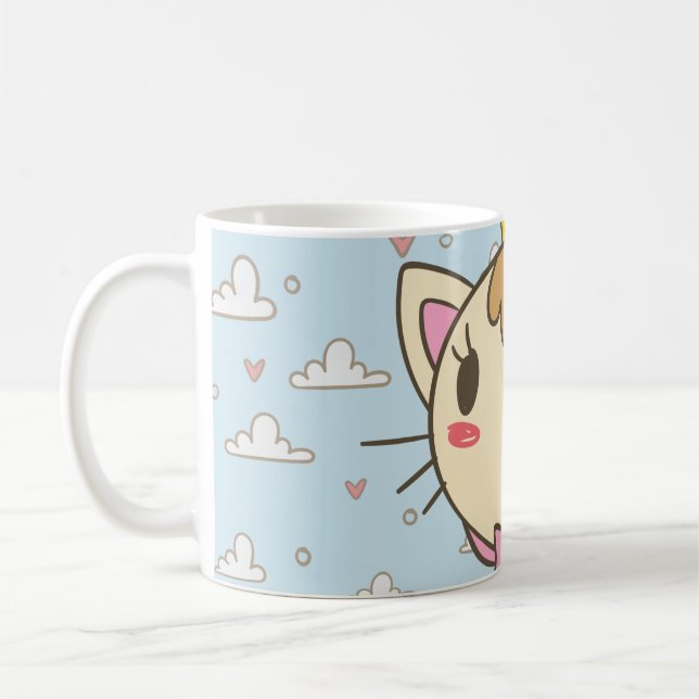Caneca De Café Gato de textura cardíaca (Esquerda)