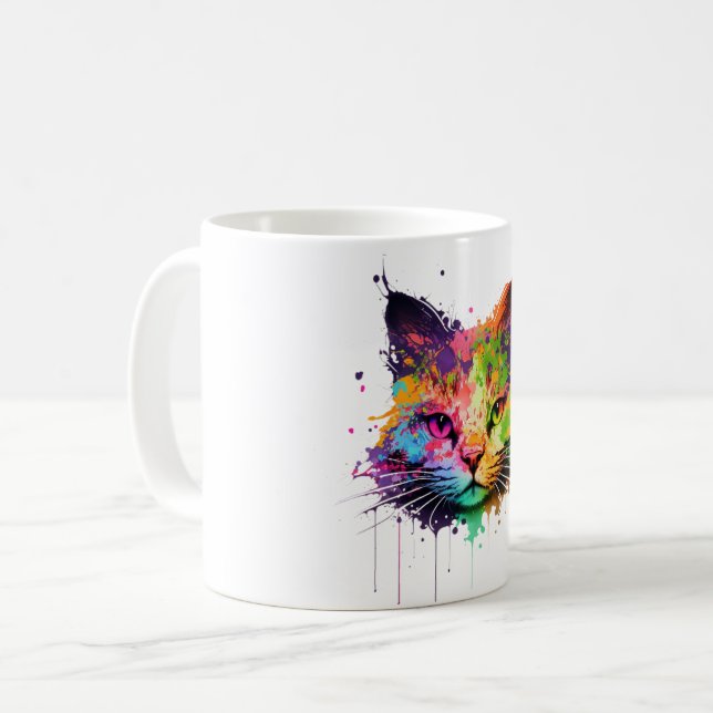 Caneca De Café Gato de Tinta Negra (Frente Esquerda)