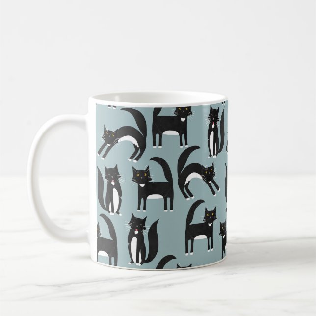 Caneca De Café Gato de Tuxedo Preto e Branco (Esquerda)