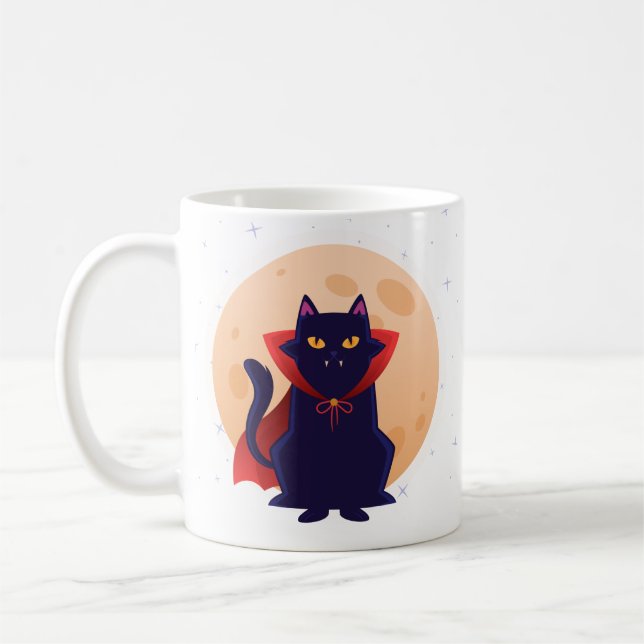 Caneca De Café Gato de Vampiro Bonito (Esquerda)
