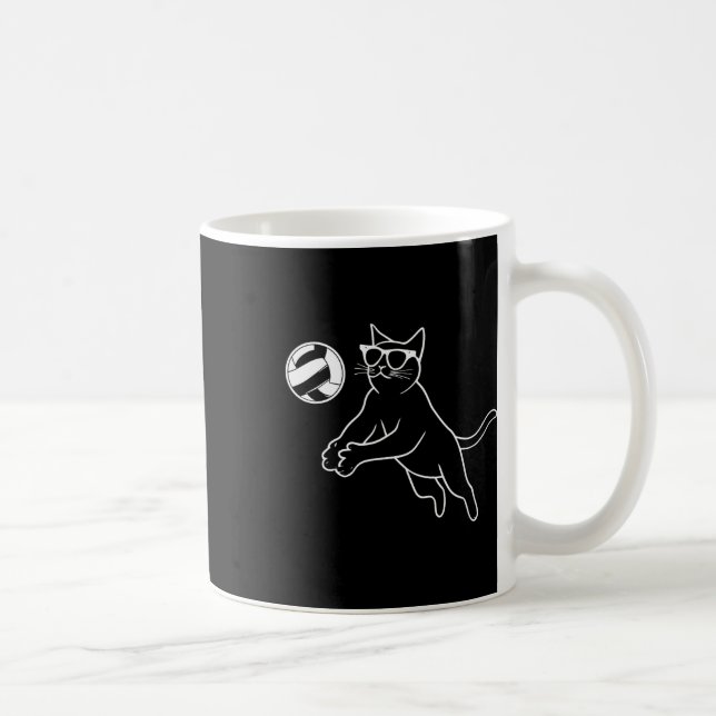 Caneca De Café Gato de Voleibol Vestido (Direita)