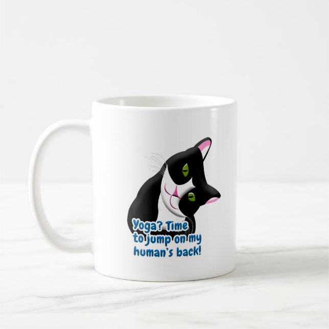Caneca De Café Gato de Yoga Engraçado (Esquerda)