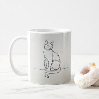 Caneca De Café gato desenhando linhas