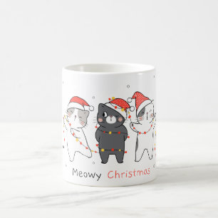 Caneca De Café Gato Desenhar com luz de Natal para o Natal