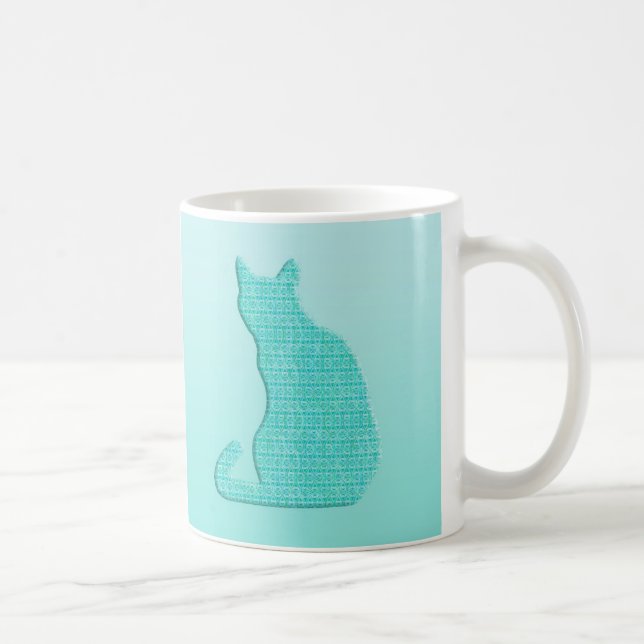 Caneca De Café Gato do Arabesque - máscaras da turquesa (Direita)