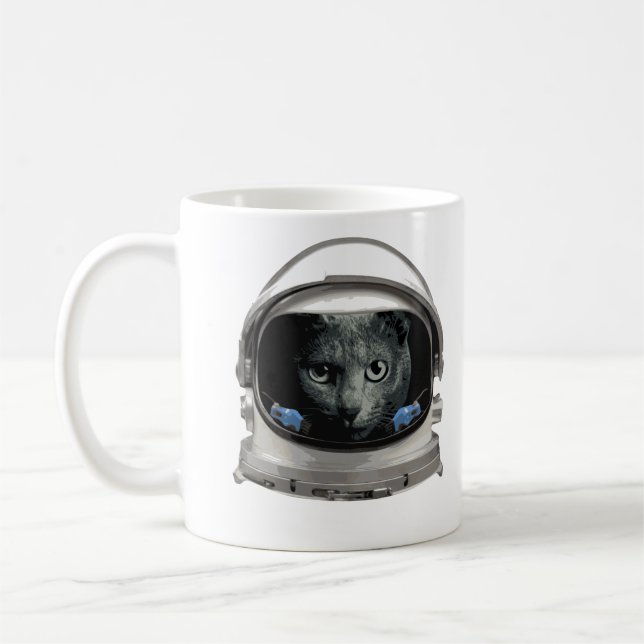 Caneca De Café Gato do astronauta do capacete de espaço (Esquerda)