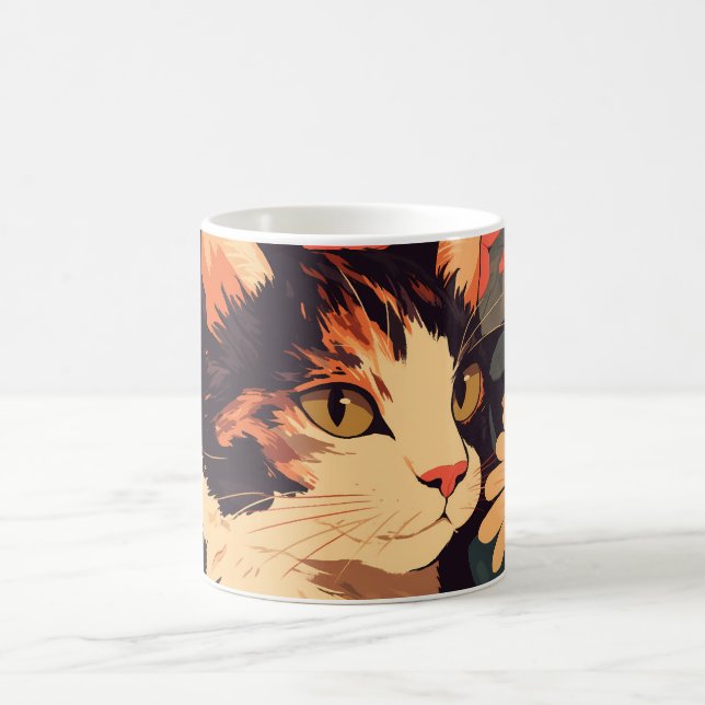 Caneca De Café Gato do Calico Elegante no Jardim Floral (Centro)