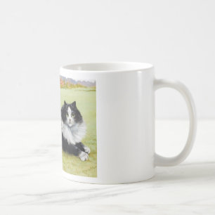 Caneca De Café Gato do gato de Louis Wain, o preto & o branco
