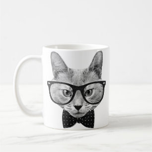 Caneca De Café Gato do hipster do vintage
