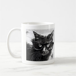 Caneca De Café Gato do hipster! Gato preto com vidros pretos