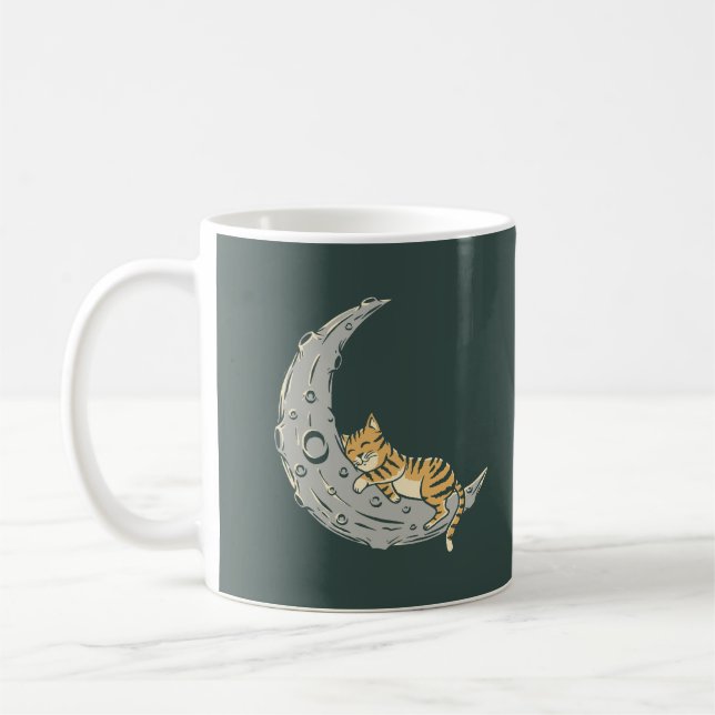 Caneca De Café Gato dorme para a lua (Esquerda)