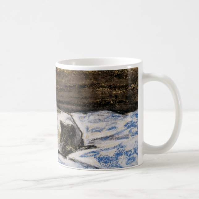 Caneca De Café Gato dormindo na cama (Direita)
