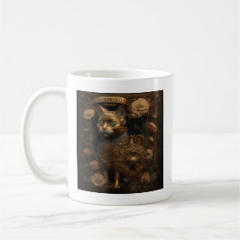 Caneca De Café Gato Dourado Gótico Steampunk