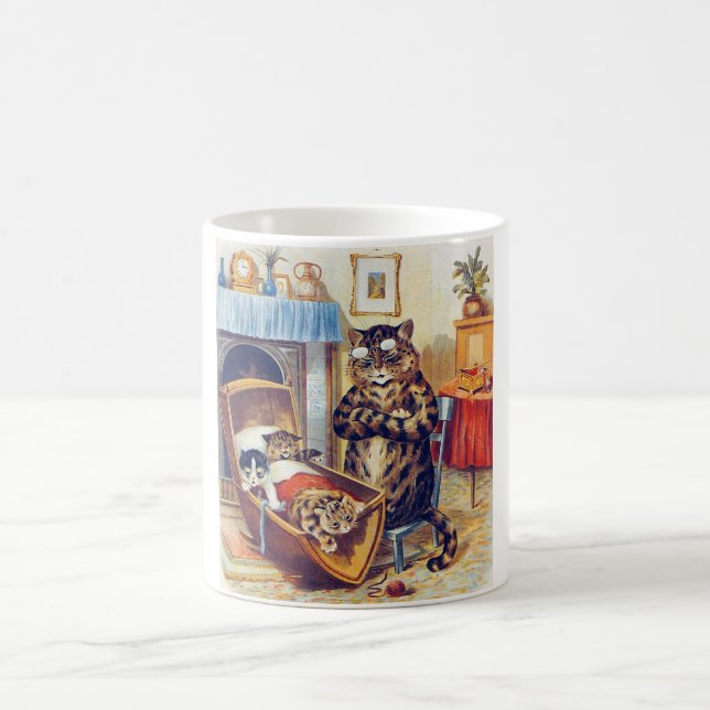 Caneca De Café Gato Dozinho e Gato Bebê, Louis Wain (Centro)
