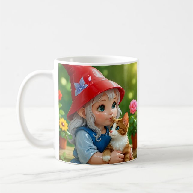 Caneca De Café Gato Duende de Jardim  (Esquerda)