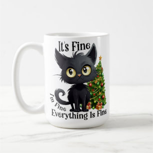 CANECA DE CAFÉ GATO E ÁRVORE DE NATAL NEGRO FUNNADO
