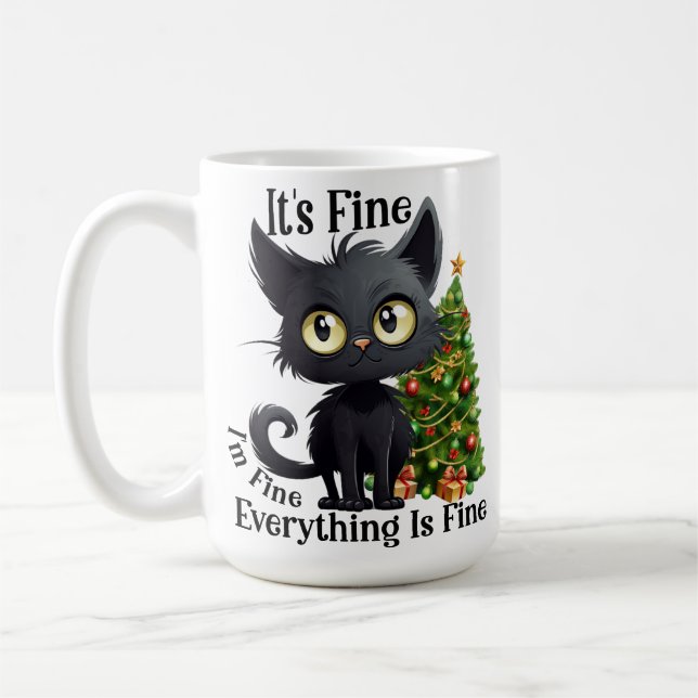 CANECA DE CAFÉ GATO E ÁRVORE DE NATAL NEGRO FUNNADO (Esquerda)