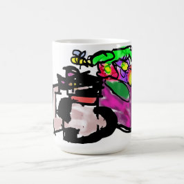 Caneca De Café Gato e flores da primavera 