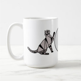 Caneca De Café Gato e Script Gráficos Pretos Modernos do na moda