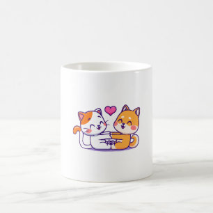 Caneca De Café Gato E Shiba Inu