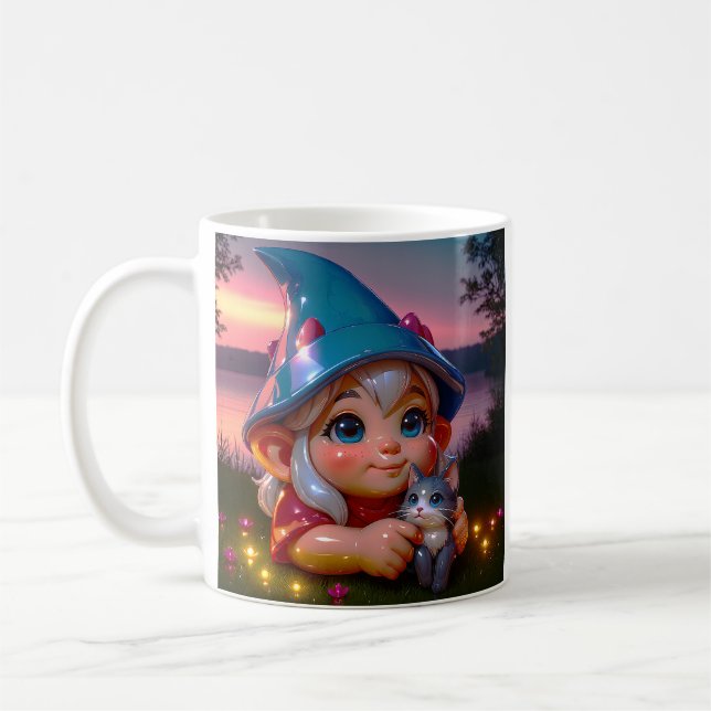Caneca De Café Gato Elfo do Pôr do Sol  (Esquerda)
