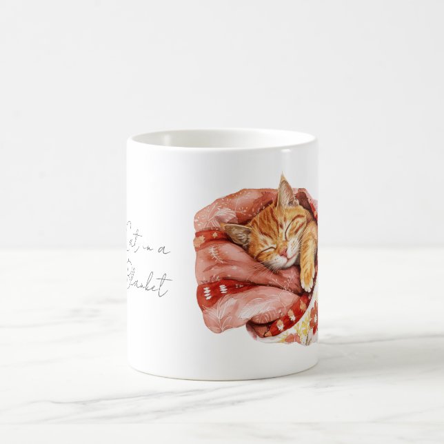 Caneca De Café Gato em Cobertor Floral (Centro)