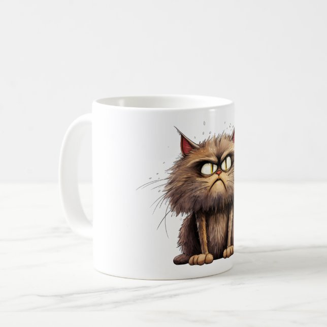 Caneca De Café Gato Engraçado (Frente Esquerda)
