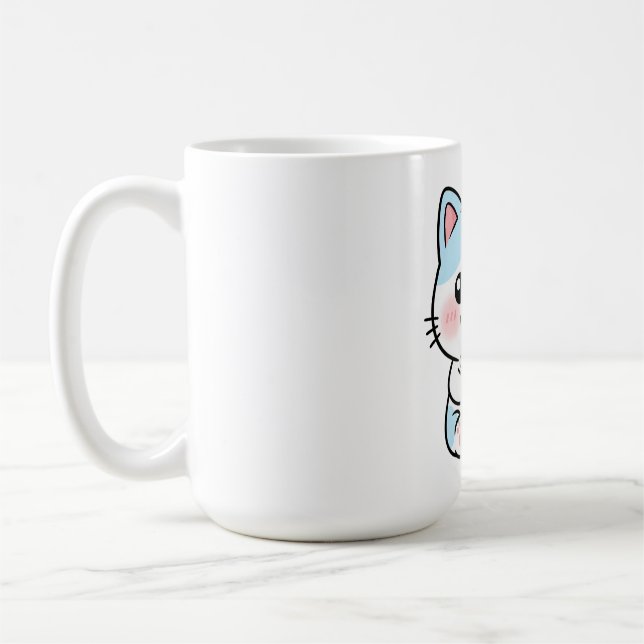 Caneca De Café Gato Engraçado Bebendo uma Bebida Fofa (Esquerda)