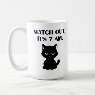 Caneca De Café Gato Engraçado - Cuidado, são 7 da manhã