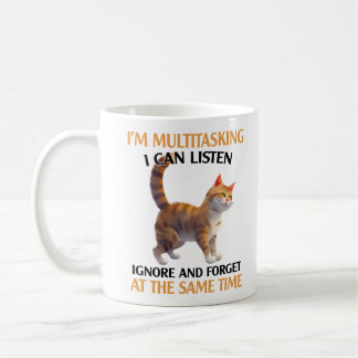 Caneca De Café Gato Engraçado De Multitarefa Dizendo
