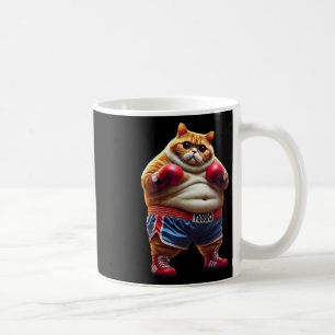 Caneca De Café Gato Engraçado De Treinamento Em Boxing Com Luvas