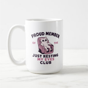 Caneca De Café Gato Engraçado Descansando os Olhos na Cadeira de