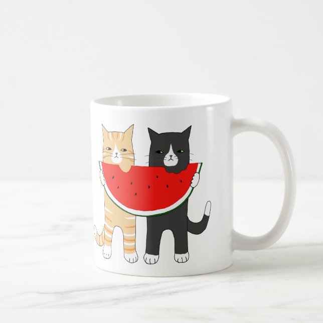 Caneca De Café Gato engraçado do smoking do gato malhado da (Direita)
