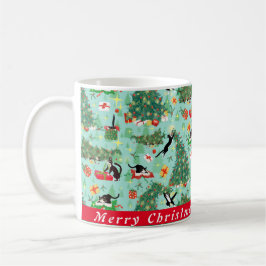 Caneca De Café Gato engraçado e árvore de natal Mug de café perso