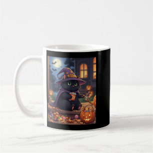 Caneca De Café Gato Engraçado e Rato Fofo de Halloween Abóbora Pr