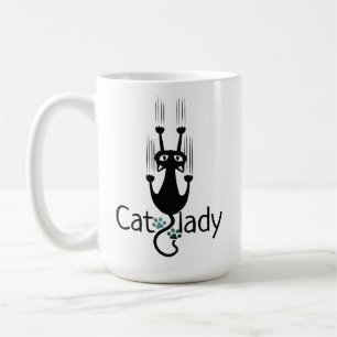 Caneca De Café Gato Engraçado Gama Negra Gato 15 onças Café Mangu