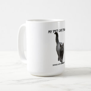 Caneca De Café Gato engraçado impressão branco meu gato manda sua