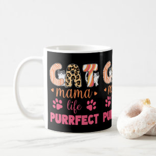 Caneca De Café Gato Engraçado Mama Vida Purfeita Leopard Imprima 