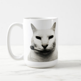 Caneca De Café Gato engraçado meme legal fumando cigarro