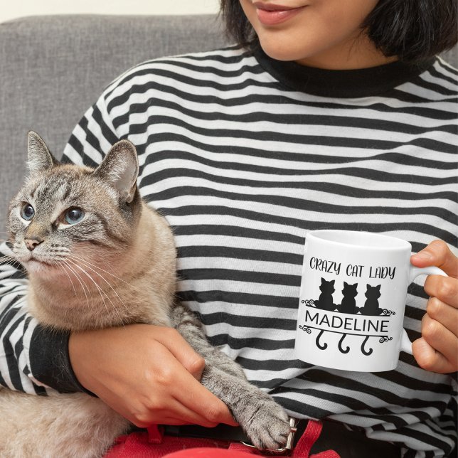 Caneca De Café Gato Engraçado Pão Louco Nome de Gata (Criador carregado)