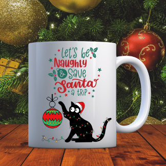 Caneca De Café Gato Engraçado Personificado, Mal-Chato de Natal
