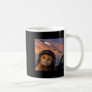 Caneca De Café Gato Engraçado Piloto de Caça Selfie Esquadrão Mem