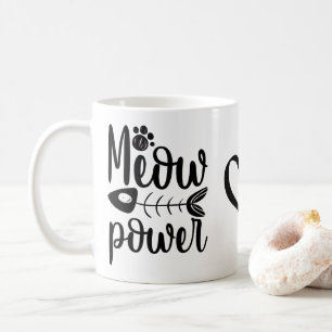 Caneca De Café Gato Engraçado "Poder do Mia" Gata Louca Gatinho G