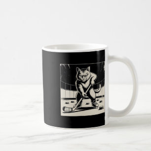 Caneca De Café Gato Engraçado Retro Jogando Hóquei no Gelo Patina