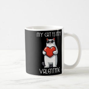 Caneca De Café Gato Engraçado Segurando Coração para o Dia dos Na