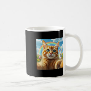Caneca De Café Gato Engraçado Selfie Com Páscoa Coelhinha Bonita 
