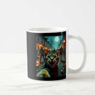 Caneca De Café Gato Engraçado Selfie Halloween Zumbis Humor 