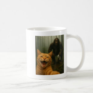 Caneca De Café Gato Engraçado Surpreende Selfie Feliz Com Sasq Pé