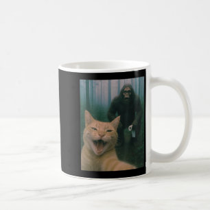 Caneca De Café Gato Engraçado Surpreende Selfie Feliz Com Sasq Pé